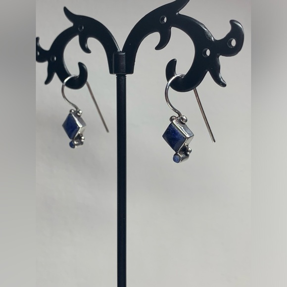 Early Silpada VERY RARE Sterling Silver & Sodalite Inlaid Petite Earrings - Picture 3 of 11